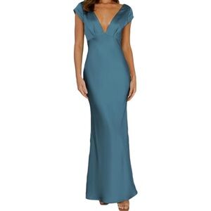 Elegant Teal Satin Dress